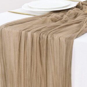 Nude Brown Cheesecloth Table Runner Fall Thanksgiving Boho Rustic Gauze 120 inch